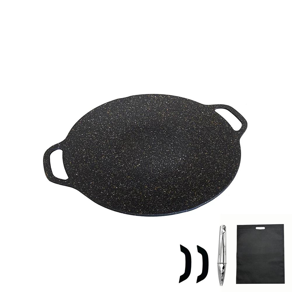 BBQ Grill Pan Non-stick Cooking Pans Multi-purpose Induction Cooker Round for Outdoor Camping Kitchen Bakeware Household Tools