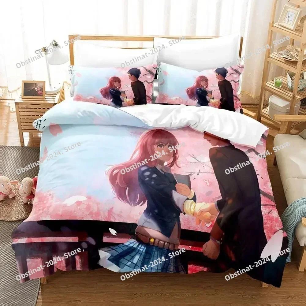 3d Anime Film A Silent Voice Bedding Set Printed single Comforter Quilt Bed Duvet Cover Pillow Case 3 Pieces Set Kids Adult Size