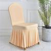 Pure Color Pleated Skirted Chair Cover Full Wrap Removable Seat Cover Dustproof Washable Elastic Chair Cover