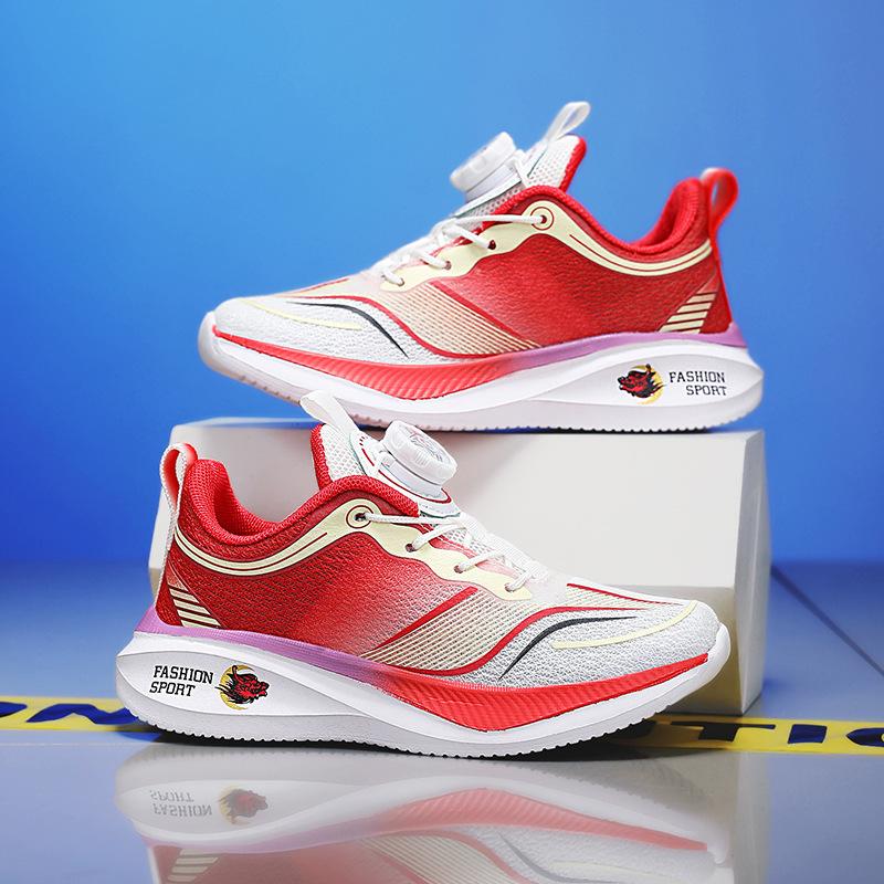 

Boys shoes 2025 spring and autumn children s mesh rotating buckle sports shoes boys soft sole middle-aged older children s running dad shoes 30