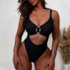 Sexy Cutout Monokini Bathing Suit for Women One-Piece High Cut Swimsuit Vintage Fashion Solid Color Bikini Swimwear