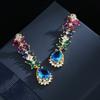 French Retro Green Zircon Tide Earrings Minority Design Sense of High-class Temperament Courtesans