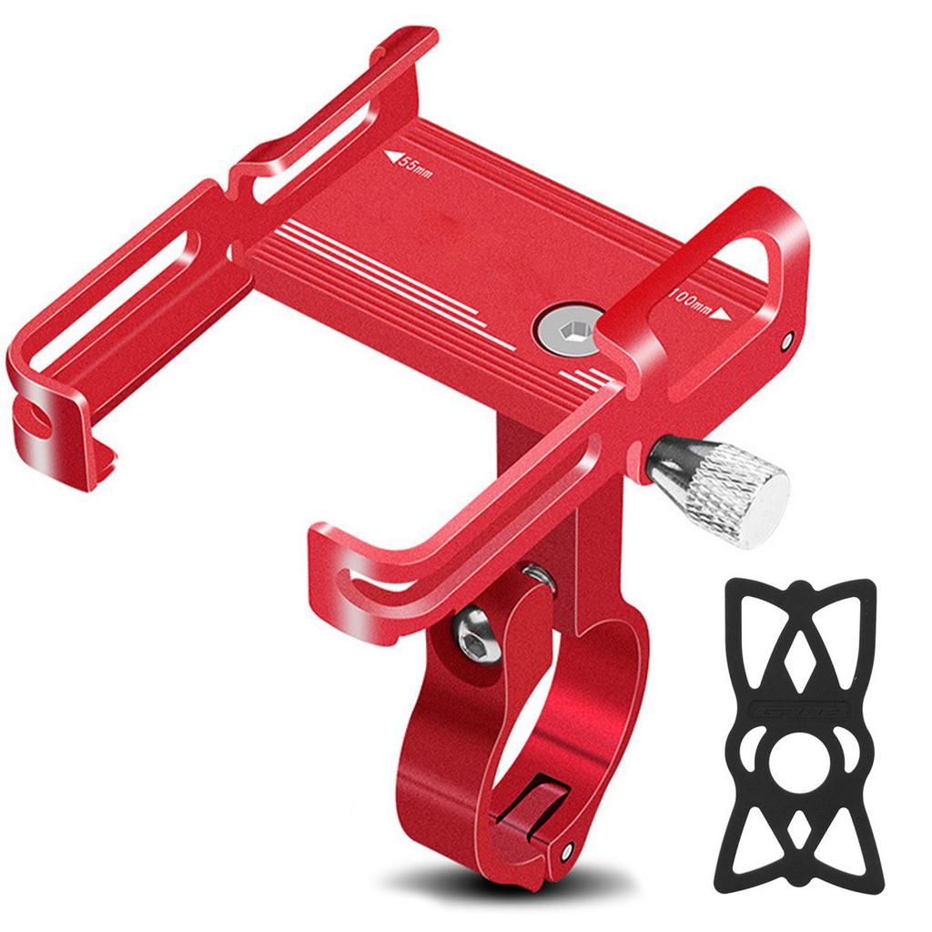 Aluminum Alloy Bike Phone Holder Universal Bike Phone Mount Motorcycle Phone Holder with Silicone Buckle Fastener Black