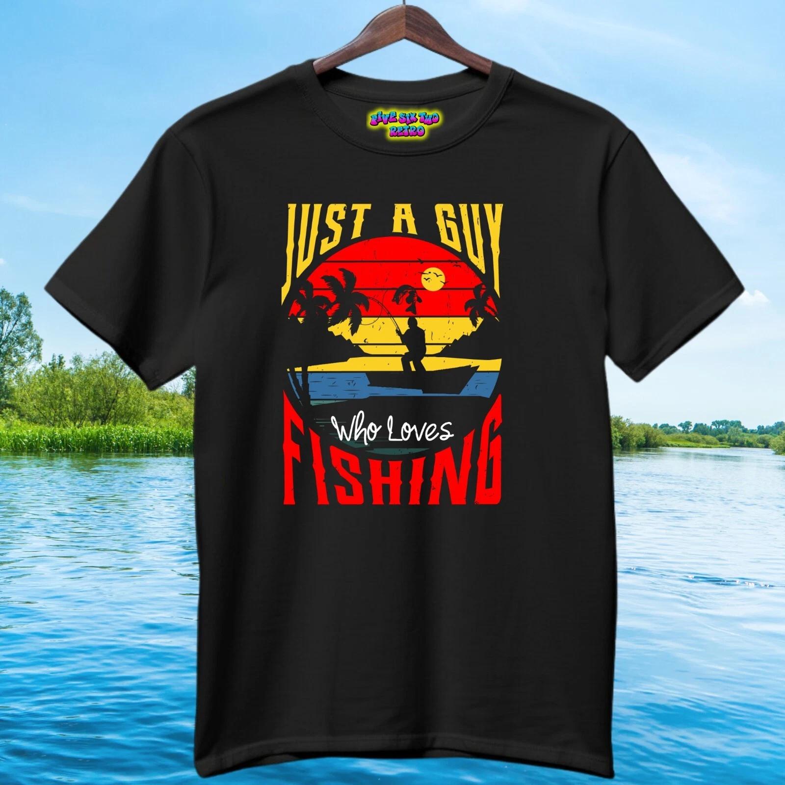 Just A Guy Who Loves Fishing Unisex Adult T-Shirt Black S-3XL S