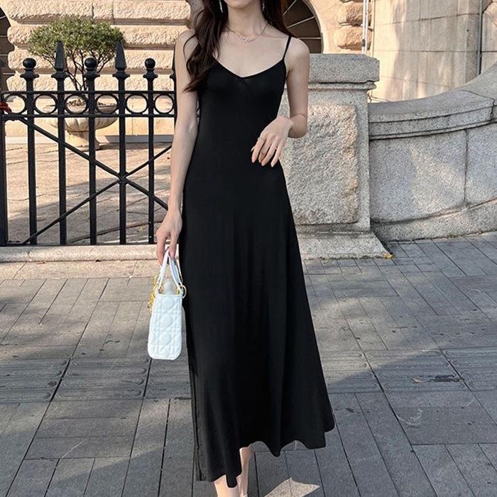 

Лето 2025 г. Шикарное женское черное платье с разрезом на подтяжках и костюм-двойка Extra Extra Large