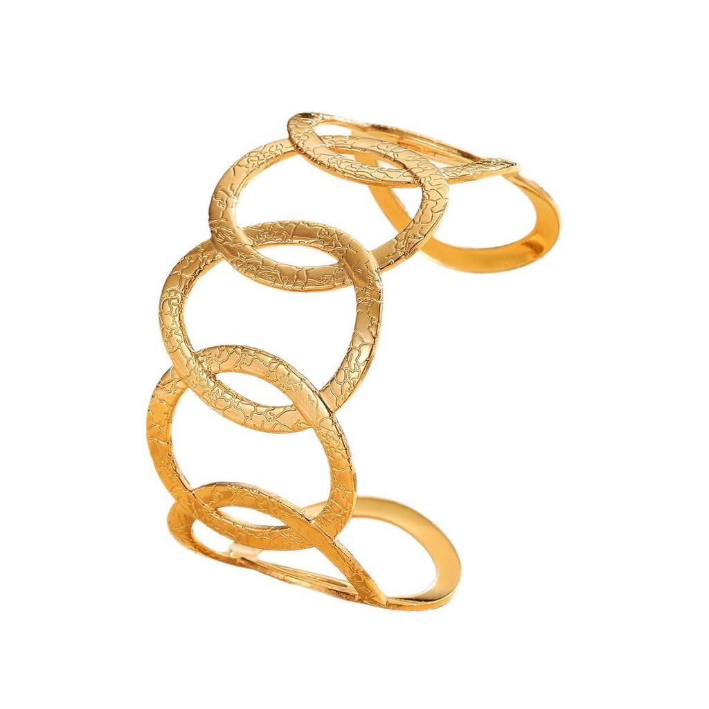 18K Gold Hollow Geometric Oval Stainless Steel Bracelet for Women