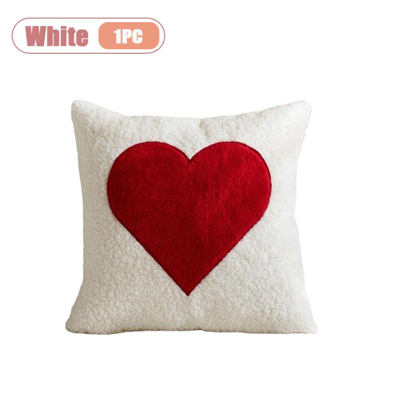 

1-4PCS Couple Pillow Cover Heart Embroidery Love Valentines Day Gift Towel Fabric Cushion Case Romantic Home Decor