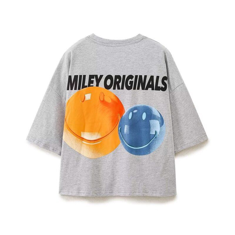 Fashion 2024 Summer New Arrival Casual Loose Fashion Versatile Print Short Sleeve T-shirt Women's Clothing Tops 0085360