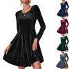 Women's Long Sleeve Crew Neck Velvet Maxi Dress - New Fall/Winter Style