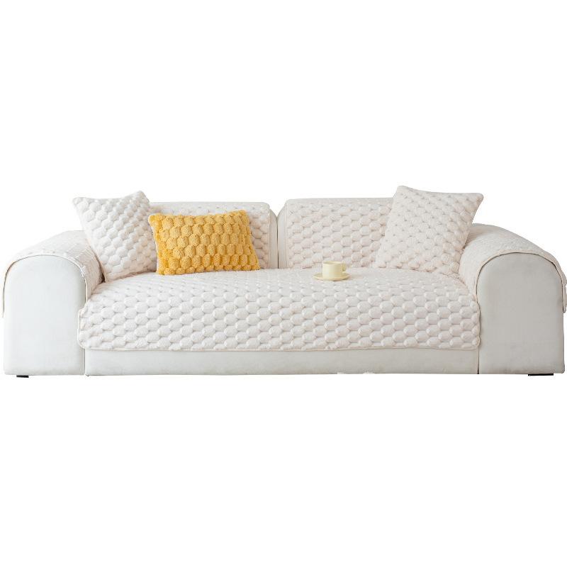 Cream Style Sofa Cushion, Universal All Year Round, Anti Slip, Comfortable Cotton Velvet, Winter Plush New Cover, Cover Cloth, Seat Cushion