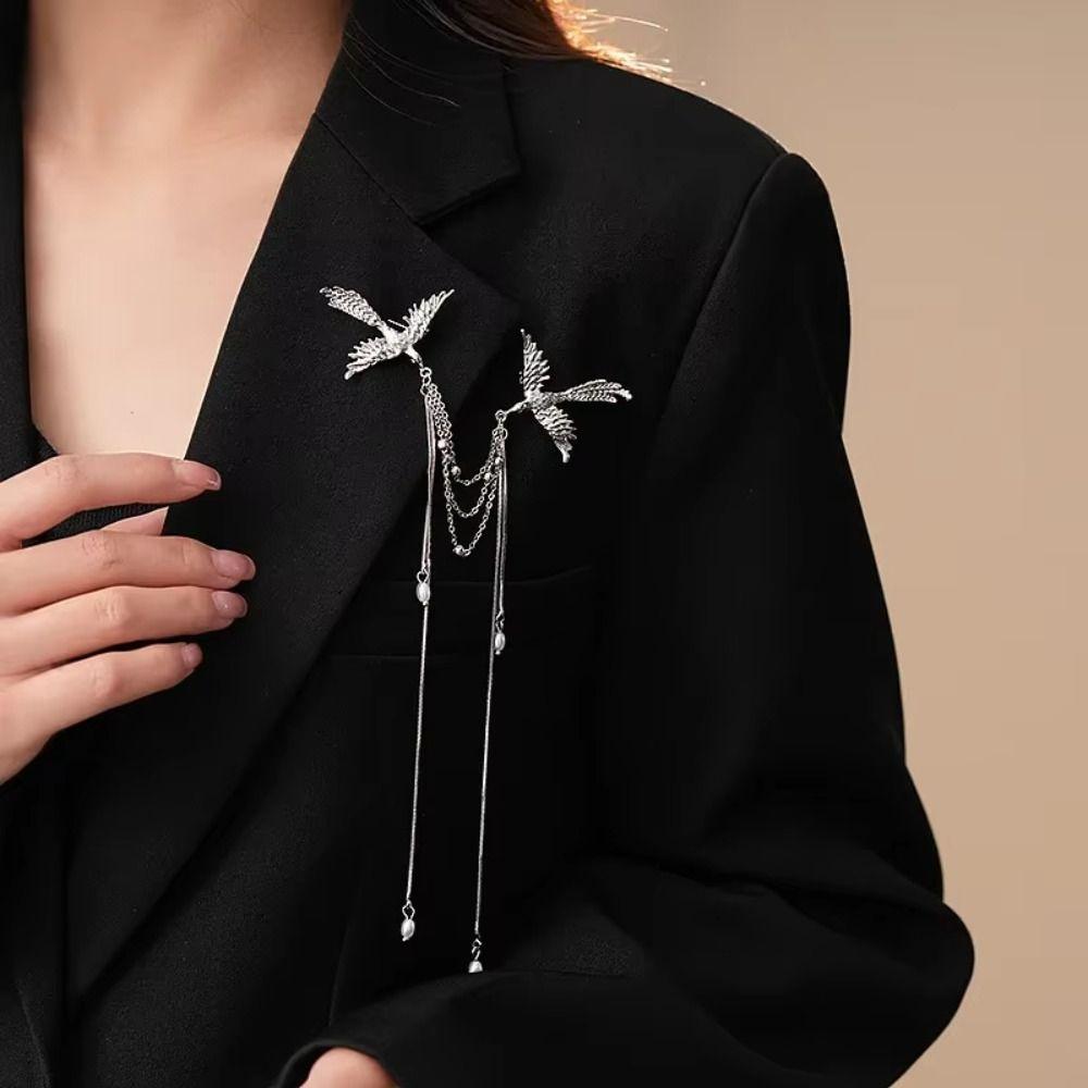 Vintage Phoenix Tassel Brooch Corsage Ornaments Long Fringe Brooches Party