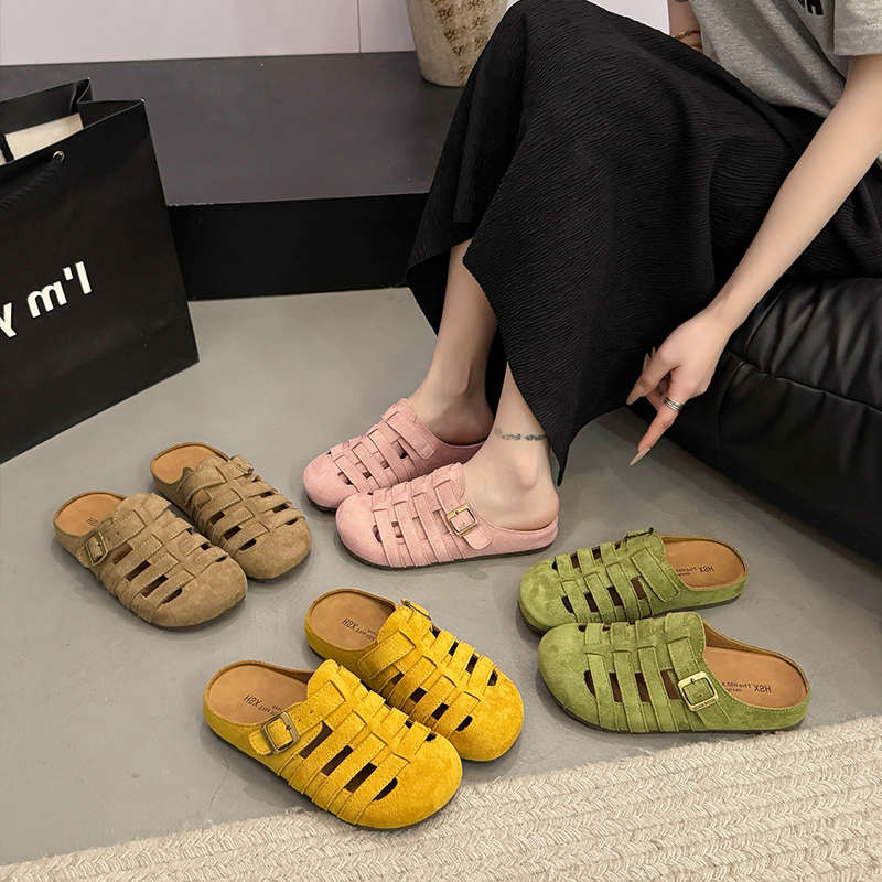 Mode Schuhe Hausschuhe Plateau Zehenbedeckt Pantoletten für Damen 2025 Pantoffeln Slides Neu Weich Rom Retro Schuhe Frau 2025 Damen Pantolette Sl