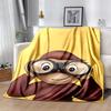 Curious George Flannel Blanket Soft Warm All-Season Throw, Design for Camping, Car Travel, Hiking Sofa, Bed, Office Perfect Gift for Parties