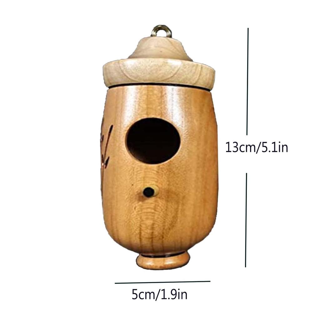 Wooden Hummingbird House Outdoor Bird Nest Hut Hanging Cage Shelter Hideaway Hummingbird Natural Wood Crafts Garden Decor 2024