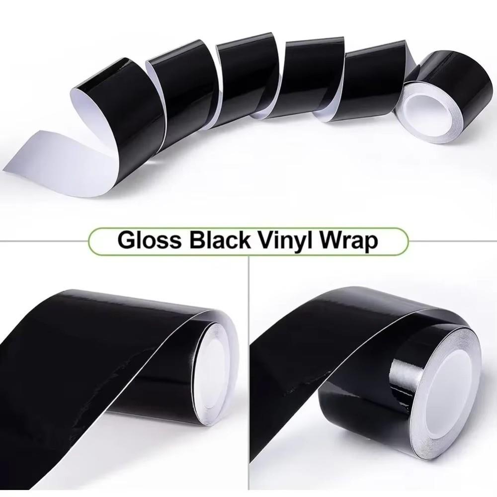 Gloss Black Vinyl Wrap Strip Self Adhesive Car Protection Film Car Wrap Tape Bicycle Accessories