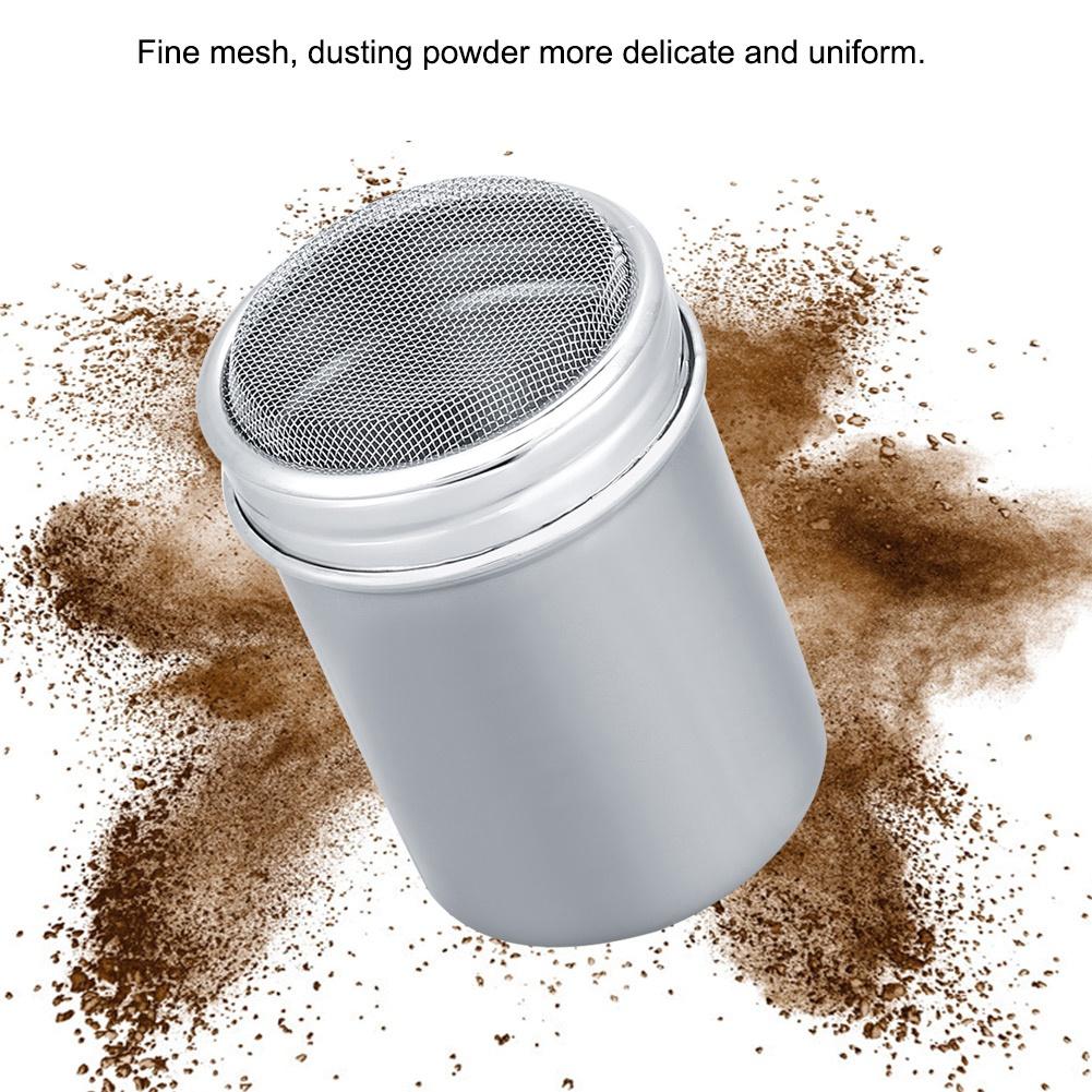 Stainless Steel Powder Shaker Pot Cocoa Sugar Coffee Pepper Spice (Concave L)