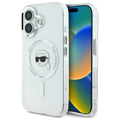 Karl Lagerfeld Klhmp16Shlskih Iphone16 6.1 Biały/White Hardcase Iml Metal Karl Head Magsafe