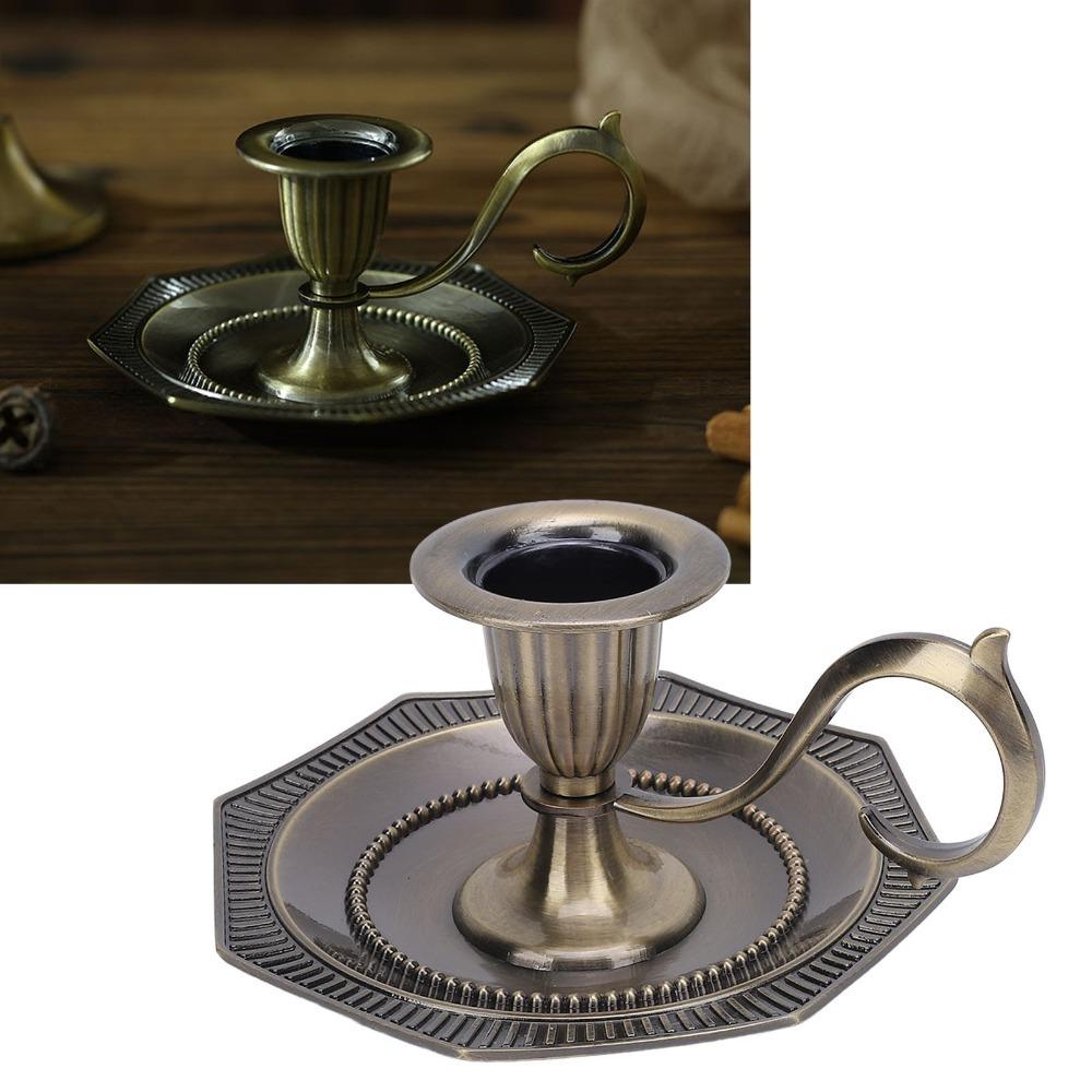 With Drip Catcher Tray Vintage Taper Candle Stick Holder Candle Stand Wedding Decoration