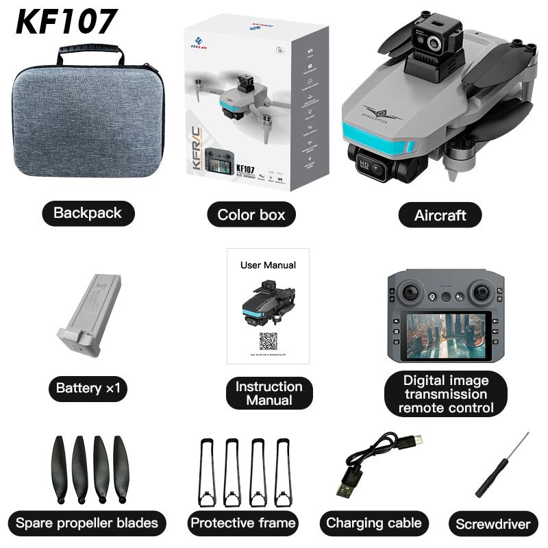 KF107 GPS Drone 4K Professional HD Dual Camera 5G WIFI With Screen 360°Obstacle Avoidance Brushless Foldable Quadcopter Dron Toy