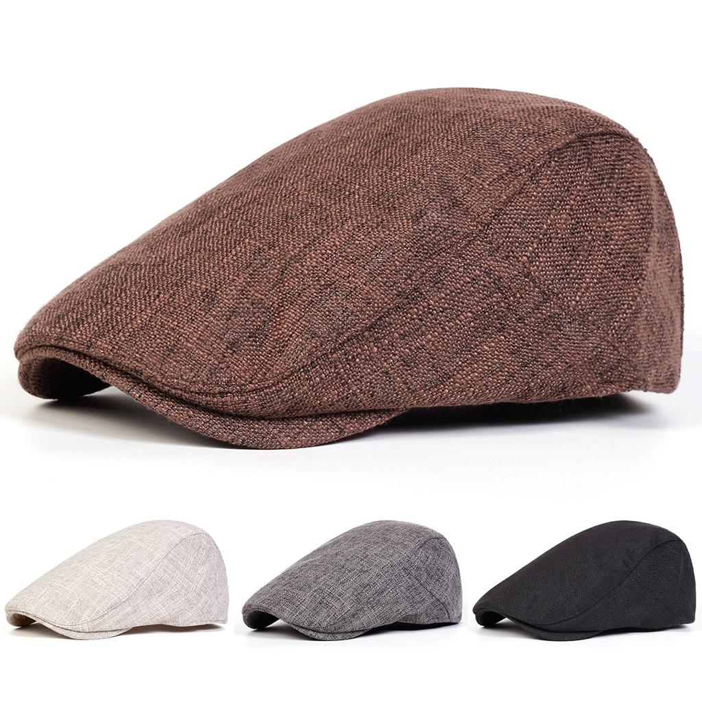 Summer Solid-colored Linen Breathable Beret Cap Unisex Outdoor Casual Hat Lightweight Newsboy Hats Travel Caps Spring Autumn Travel