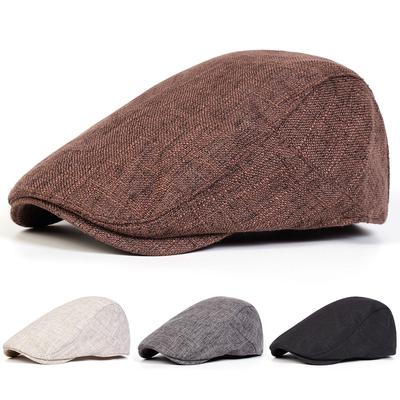 Berretto Traspirante in Lino Monocolore Estivo Unisex Cappello Casual da Esterno Leggero Cappelli Newsboy Cappelli da Viaggio Primavera Autunno Viaggio