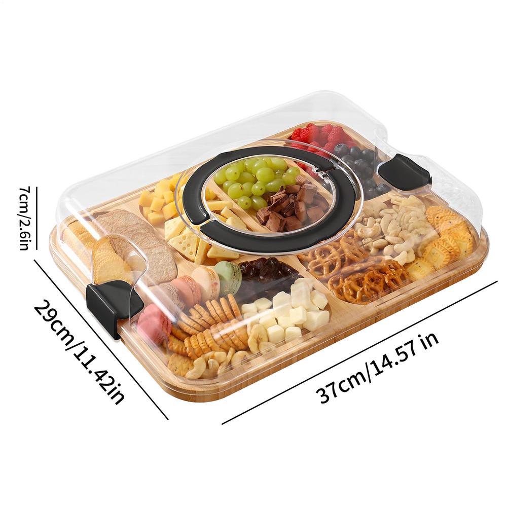 Tábua de Queijos de Madeira Bandeja de Lanches Caixa de Piquenique Bandeja de Queijos com Grelha Caixa Bento para Frutas Adequada para Viagens ao Ar Livre Acampamento Férias