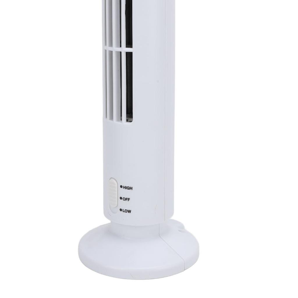Ventilador de Torre de Mesa com 2 Velocidades de Vento Sem Lâminas Refrigeração Silenciosa USB Ventilador de Torre Pequeno para Quarto Casa Escritório Branco