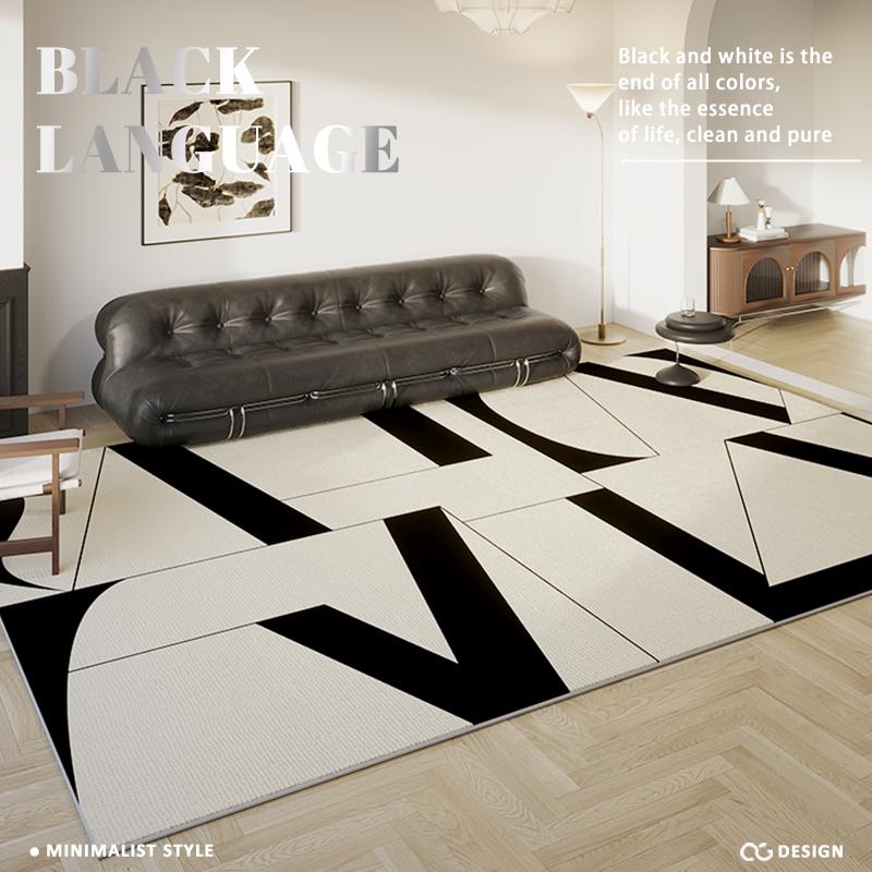 

Modern Luxury Carpets Large Area Living Room Bedroom Decor Plush Washable Mat Black White Minimalist Home Rug 80*120cm
