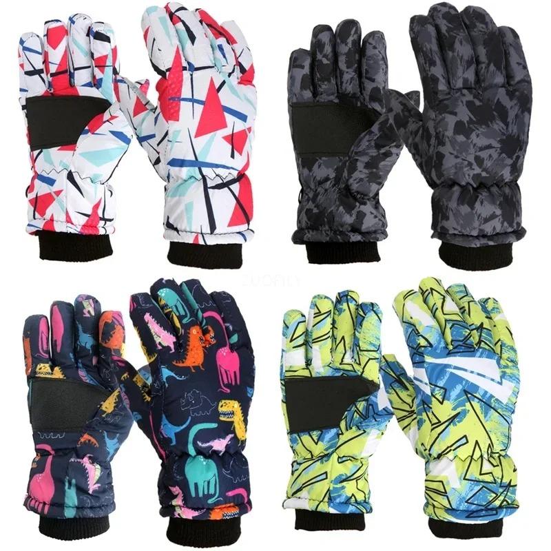 Children Thermal Ski Gloves Winter Outdoor Waterproof Windproof Fleece Child's Warm Snowboard Gloves for Skiing Riding.