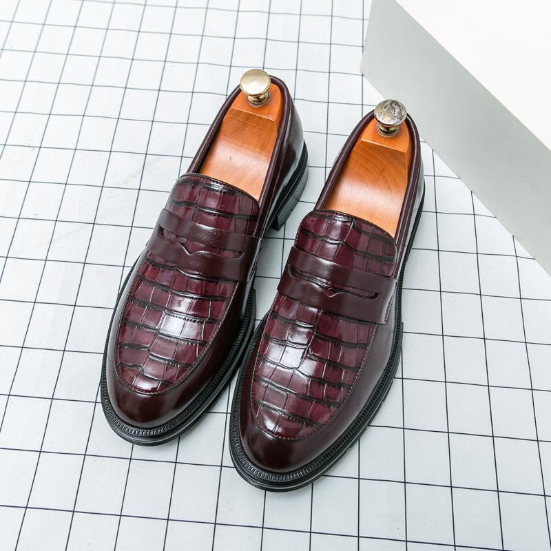 Large Size Leather Shoes 2026 Spring and Autumn Men's One-pedal Lazy Business Dress Groom Wedding Shoes Burgundy