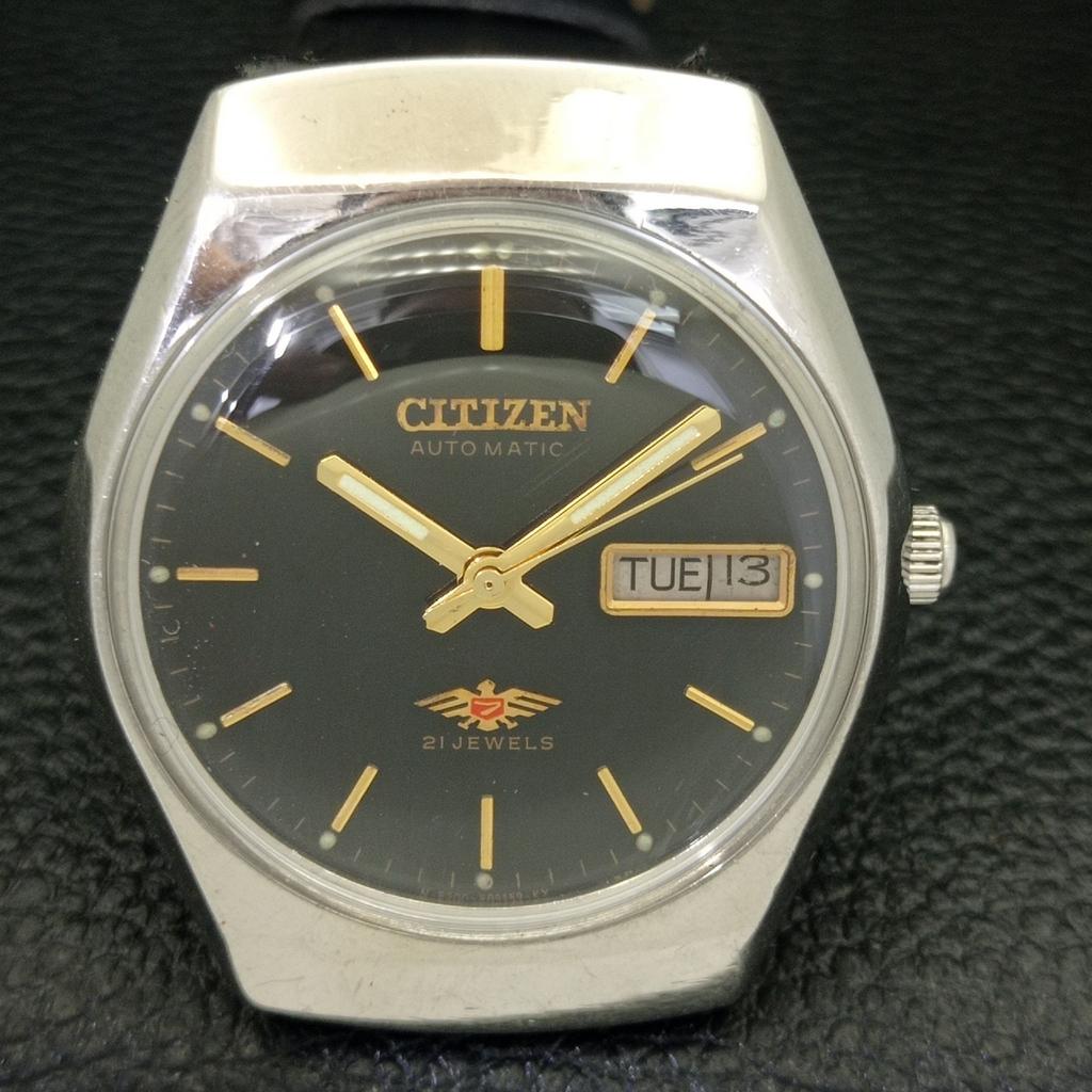 USED VINTAGE CITIZEN AUTOMATIC JAPAN MENS DAY/DATE ORIGINAL DIAL WATCH A434848-2 R123-a434848