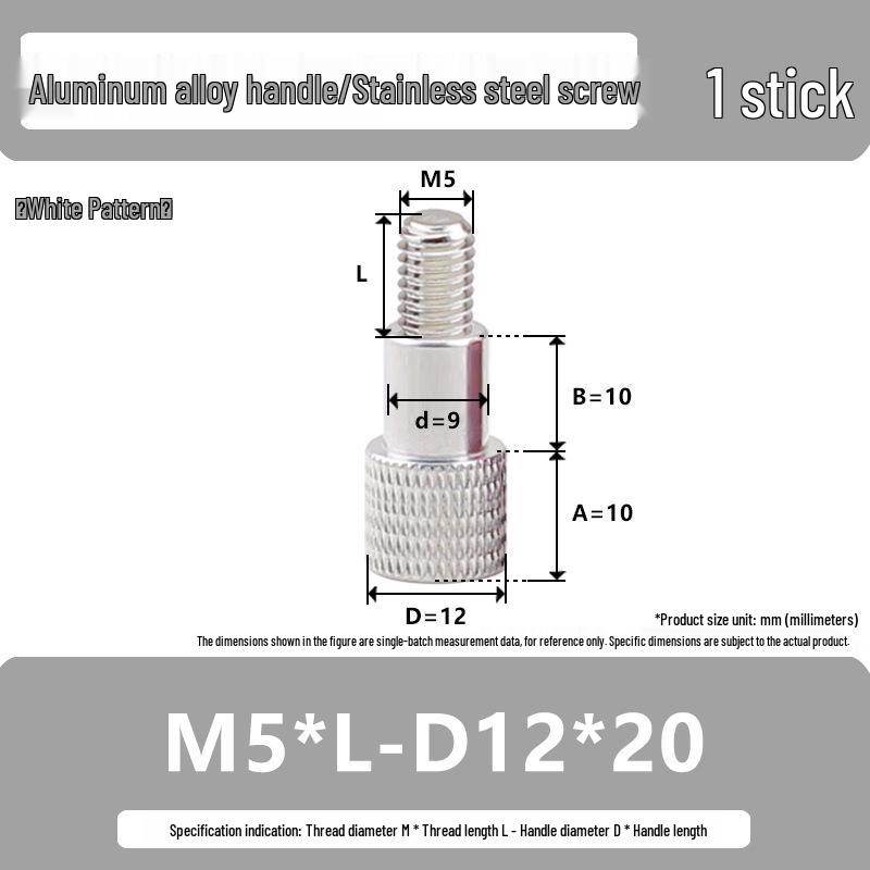 M5 Knurled Set Screw with Adjustable Gauge Bolt and Aluminum Alloy Handle, Stainless Steel Hand-Tightening Screw