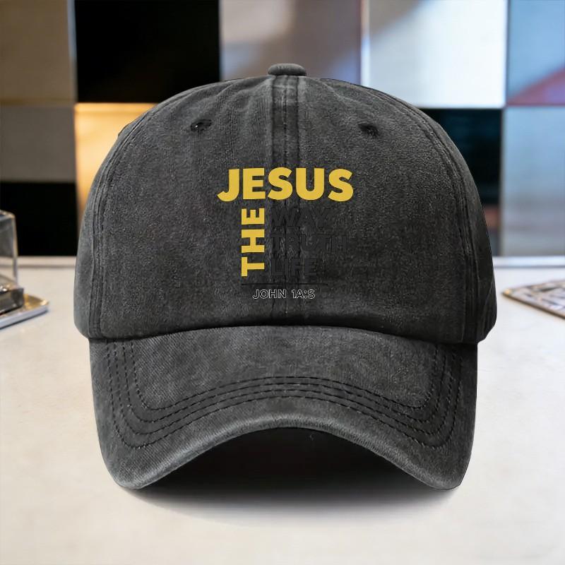Jesus Is The Way Christian Baseball Cap Washed Cotton Adjustable Outdoor Trendy Hat