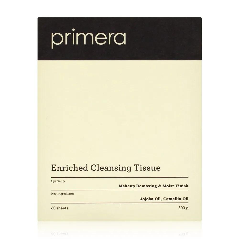 Primera Enriched Cleansing Tissues 60 Sheets Mildly Acidic Cleansing Tissues Gentle Waterproof Makeup Removal
