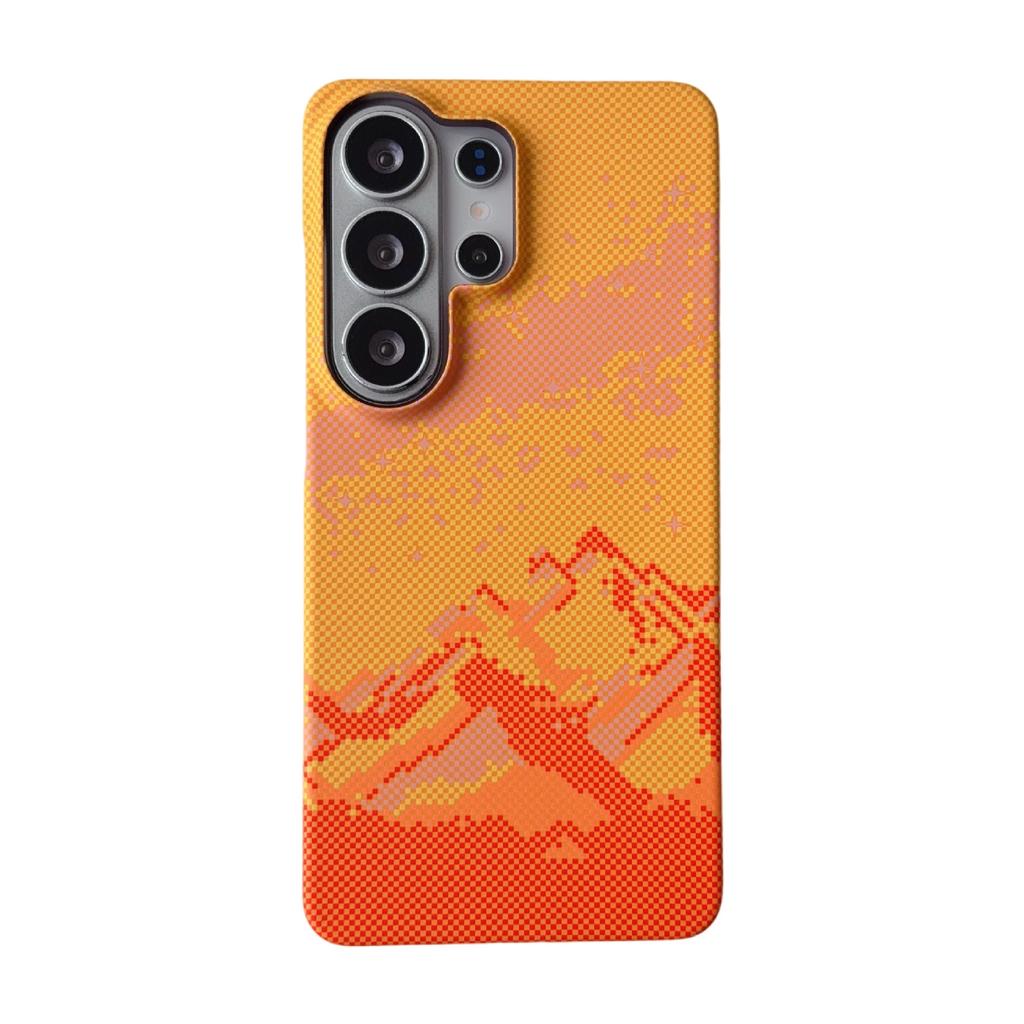 Ultra-thin for Samsung S26ultra Kevlar Pattern Mobile Phone Case, Half Pack of Magnetic Suction S25plus Creative Snow Mountain Case