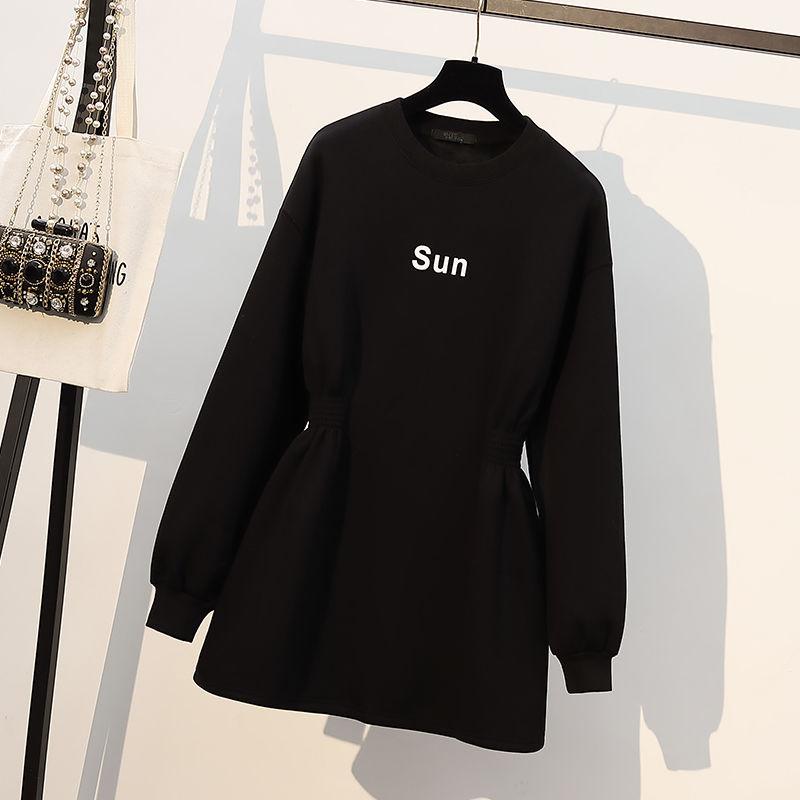 New Spring and Autumn Fashion Trend Simple Round Neck Letter Print Waist Shrinking Design Feeling Small Crowd Sweater