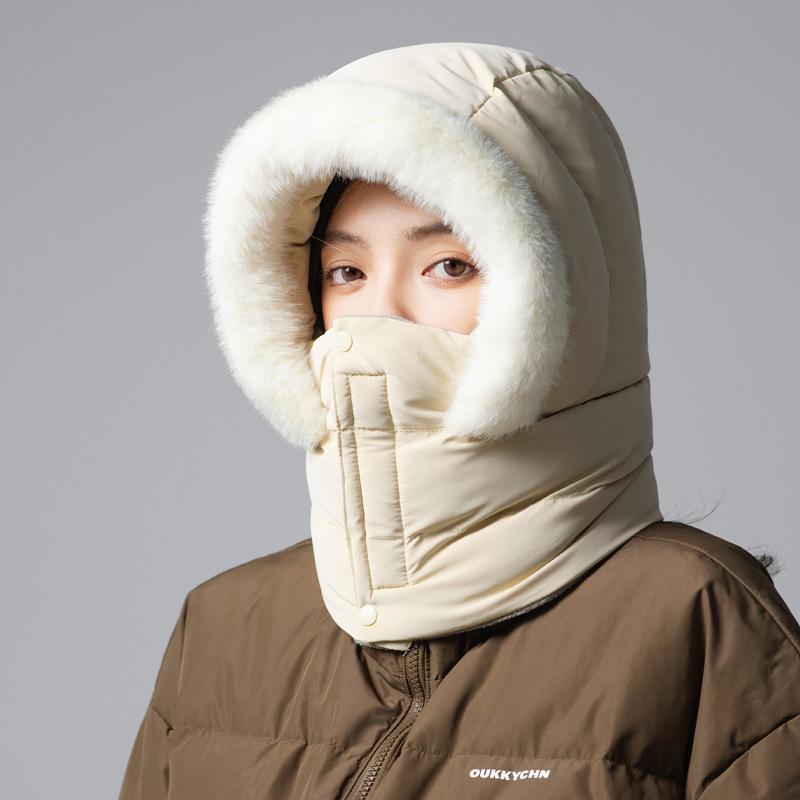 

Зимняя шапка женская уличная теплая ветрозащитная шапка-ушанка маска для лица шарф интегрированная лыжная шапка однотонная шапка-мешок One Size