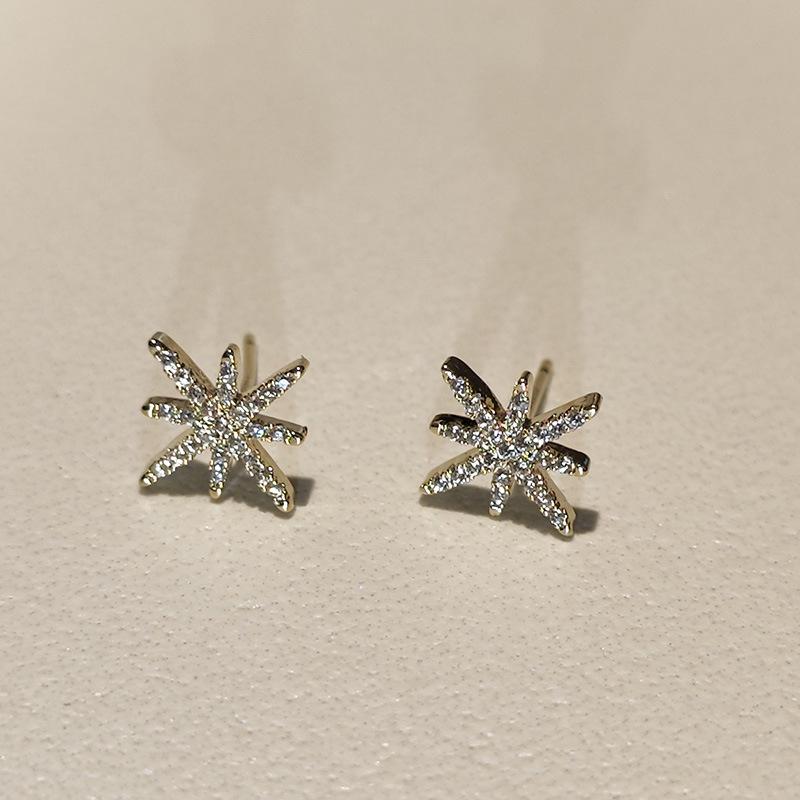 Elegant Starlight Zirconia Stud Earrings: 925 Sterling Silver Gold Accessories