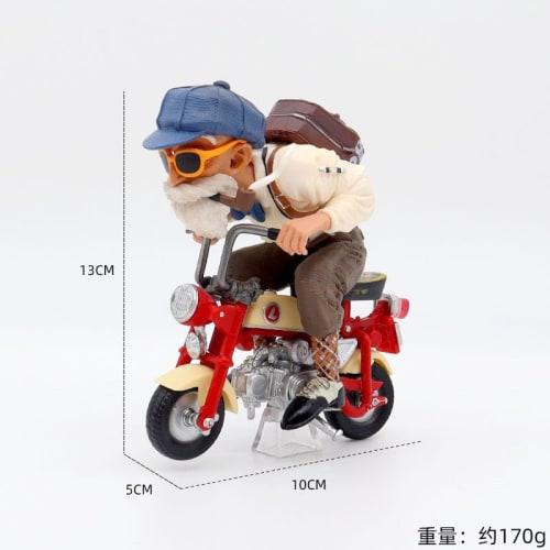 Set of 2 Dragon Ball figures featuring Son Goku and Kame-Sennin on a motorcycle, 13cm, no box. A great gift for kids, anime, car decorations, souvenir