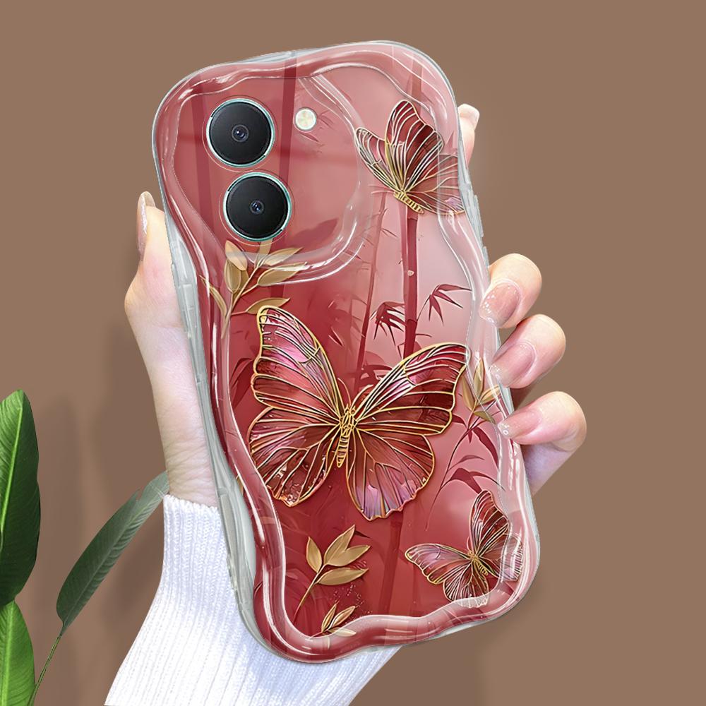 Cute Cartoon Pattern Cream Texture Casing Wavy Edge Soft Silicone Cover Phone Case for Vivo