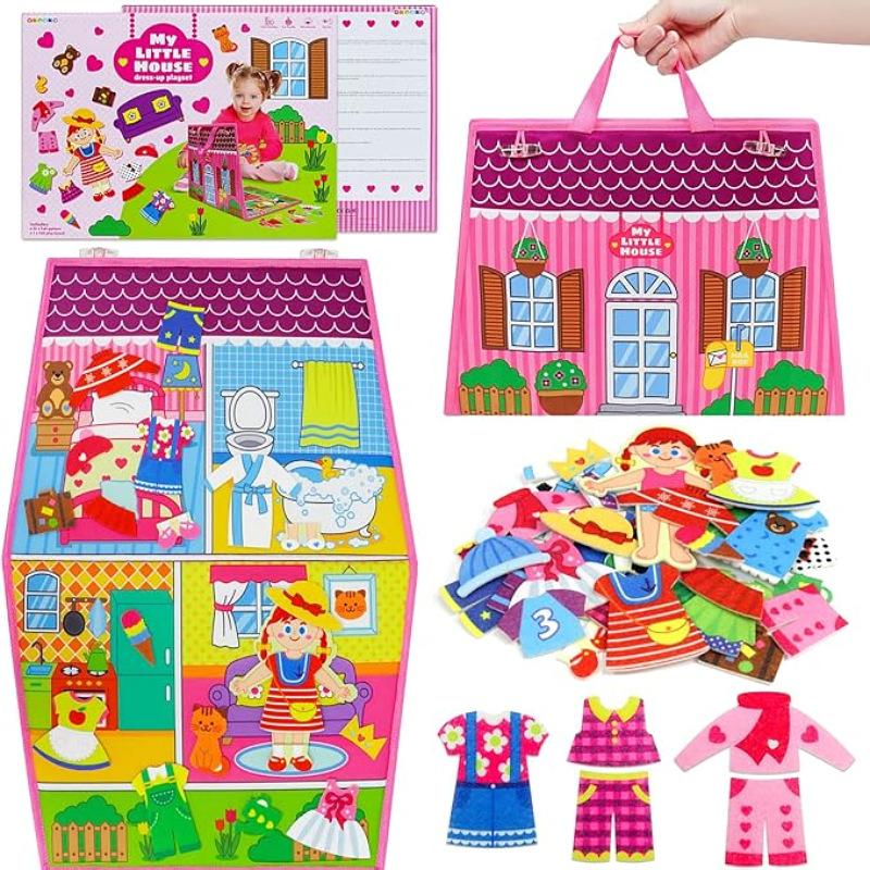 

Двусторонняя складная доска для переодевания из фетра, развивающие игрушки для раннего образования розовый/зелёный