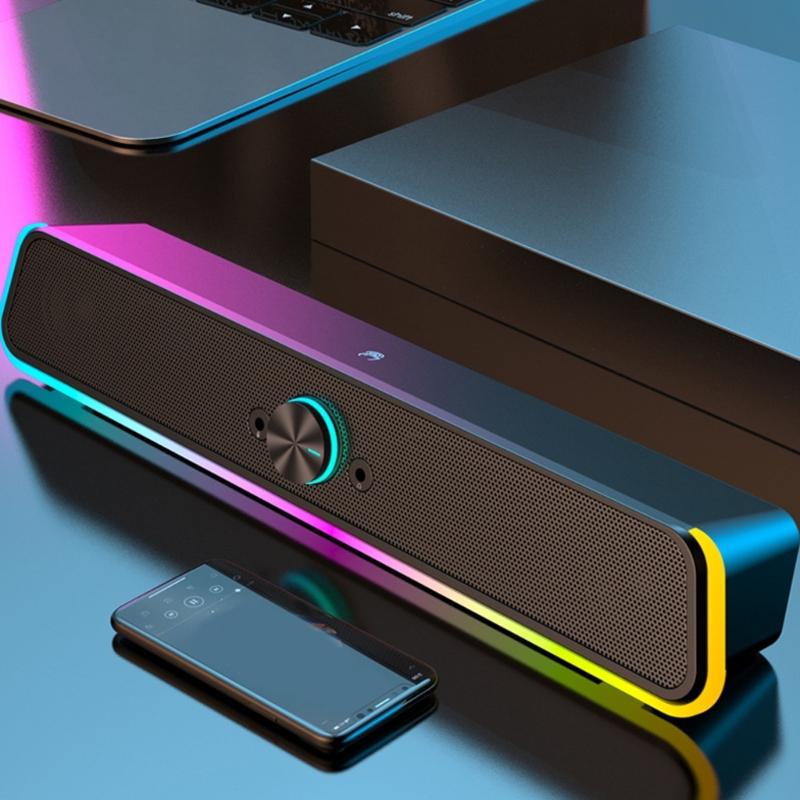 Gaming Computer Speaker With LED Lighting Corded Bluetooth-compatible Portable For PC Laptop