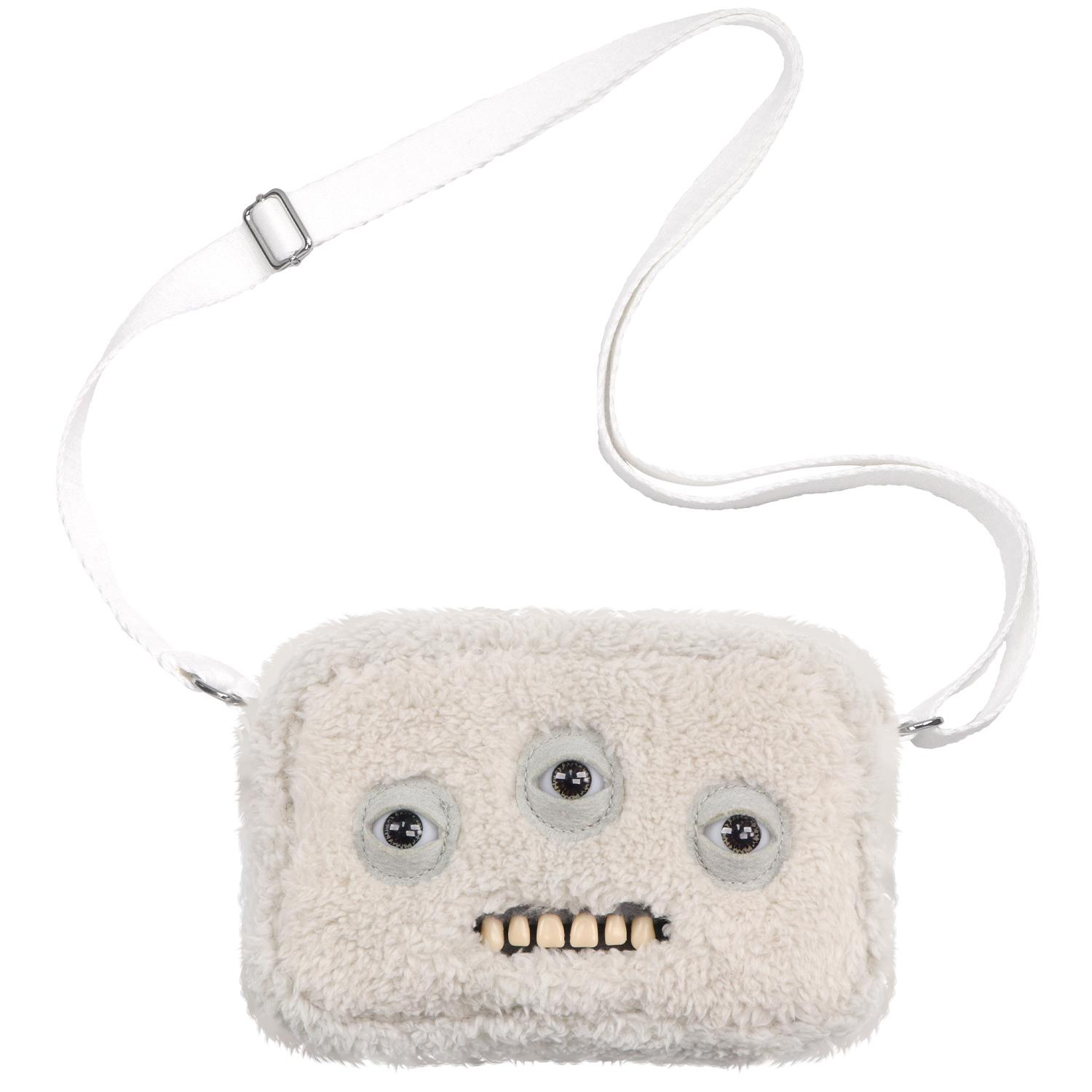 MARKET-3 Lelijke Tanden Monster Pluche Speelgoed Schoudertas Grote Ogen Vreemdeling McStinkles Kat Pluche Crossbody Tas Cadeaus white