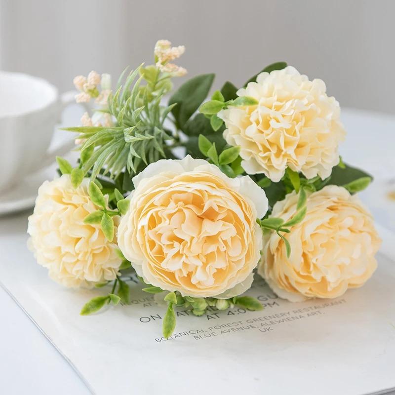1PC Fall Artificial Peony Flowers Silk Hydrangea Rose Living Room Home Vase Garden Wedding Bridal Bouquet Diy Party Decoration