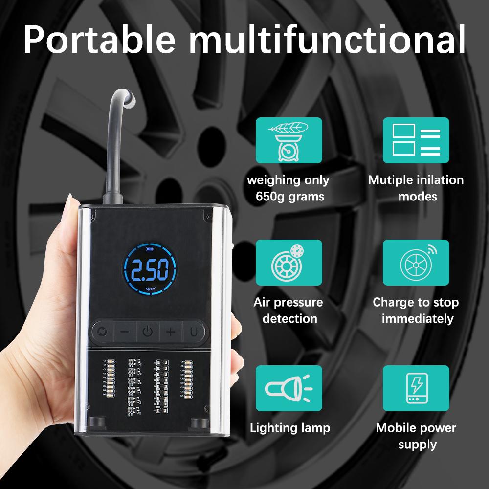Tire Gases Machines LED SOS Light Portable Car Air Pump Wireless Intelligent Digital Display Tire Inflator Pump Car Air Compressor Electric