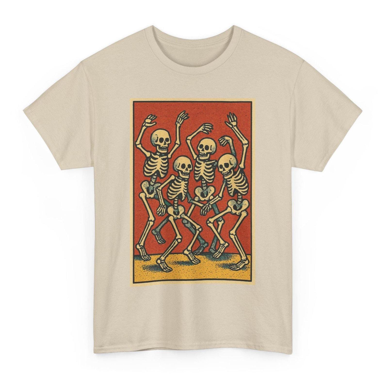Dancing Skeletons T-Shirt: Retro Comic Funny Unisex Tee L