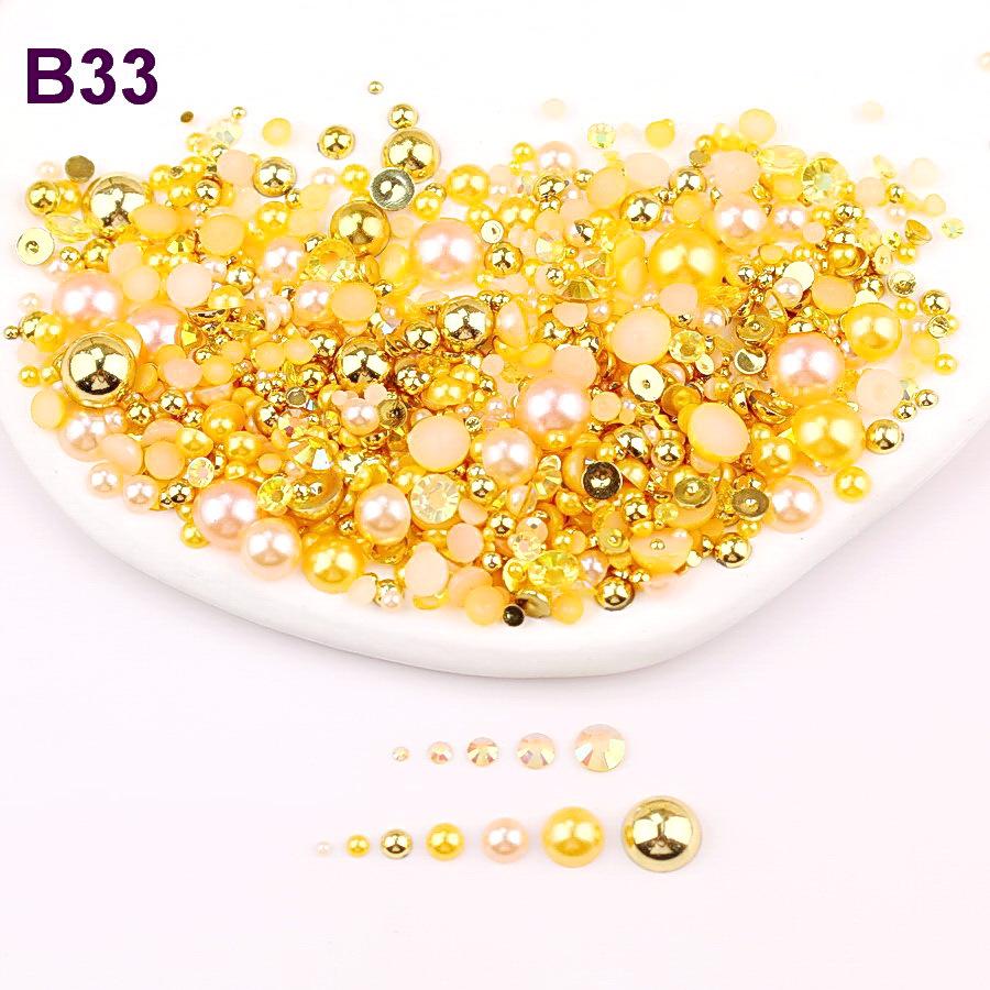 Mixed 2mm-10mm Half-Round AB Plated Resin Pearls - DIY Accessories