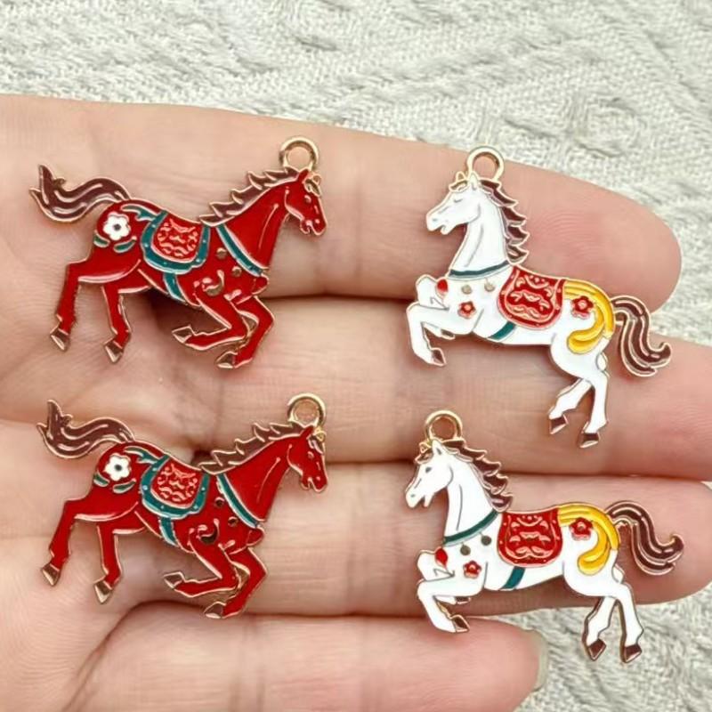 10 Pezzi Lega Gocciolante Zodiaco Cavallo Ciondolo Portachiavi Orecchini Collane Braccialetto Gioielli Fai da Te Artigianato Accessori