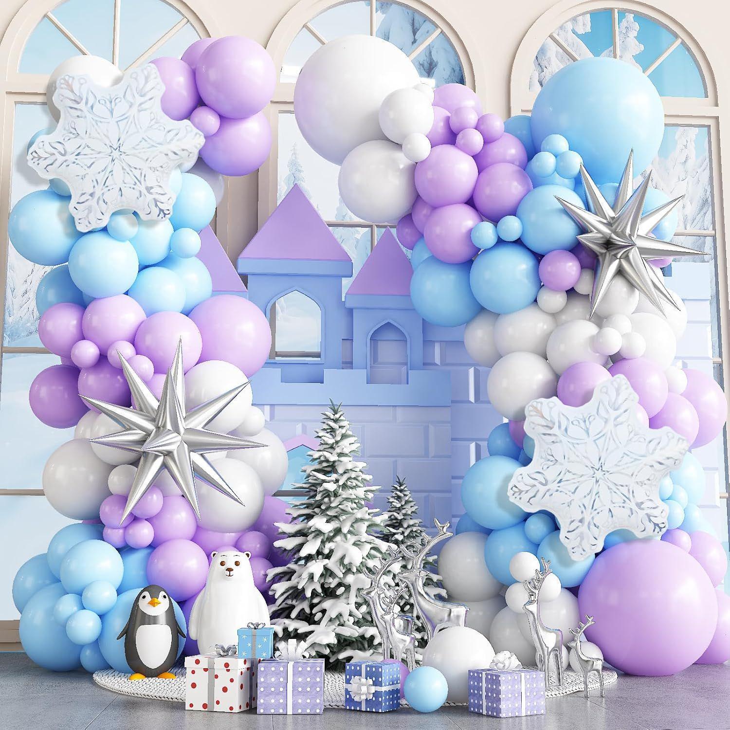 Christmas Snowflake Balloon Arch Set: Exploding Star Winter Decoration