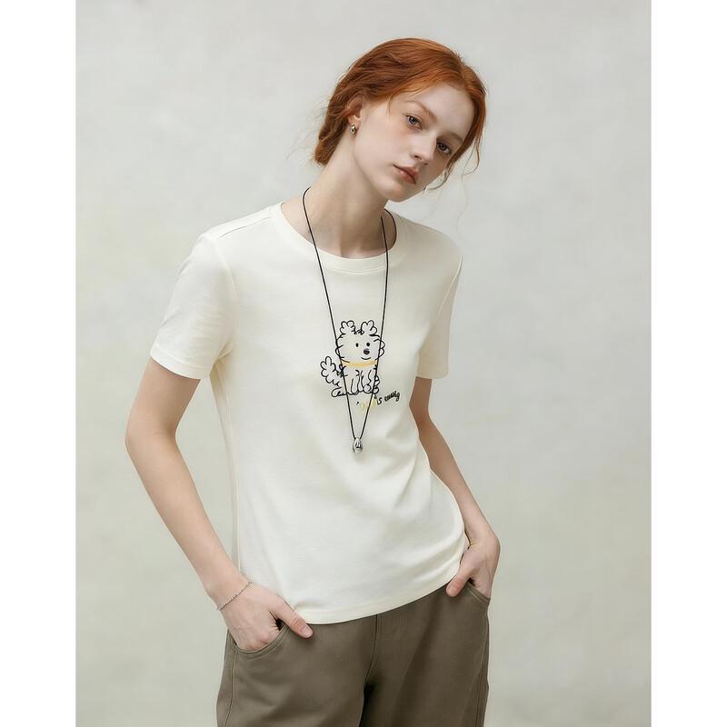 Women's Puppy Print Slim Fit T-shirt